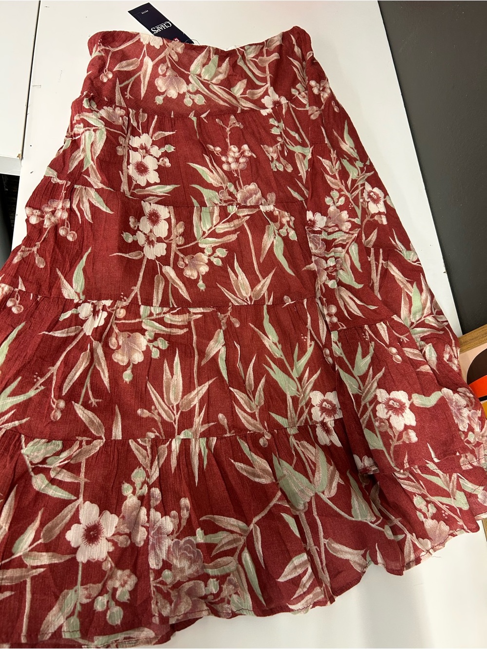 NWT Chaps cotton gauze prairie skirt autumn colors size PM